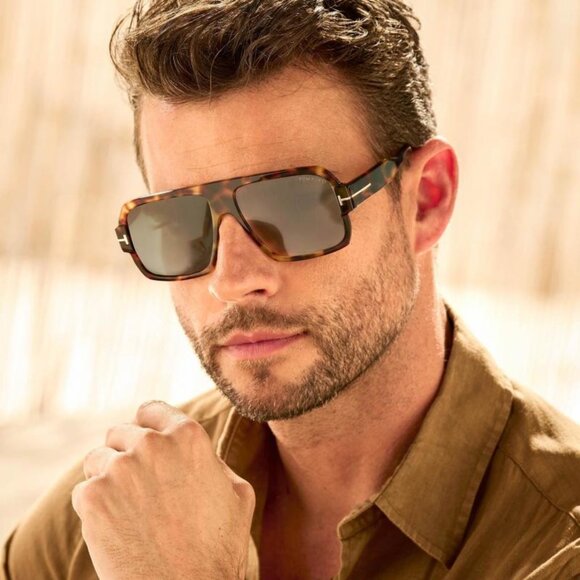 Tom Ford Camden FT0933 53V Square Sunglasses - Blonde Havana/Blue - Picture 4 of 9